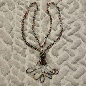 Beaded Tassel Necklace Colorful Seed Beads Statement Boho Fashion Jewelry native